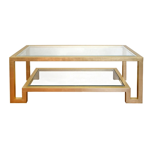Gold Leaf Coffee Table with Beveled Glass