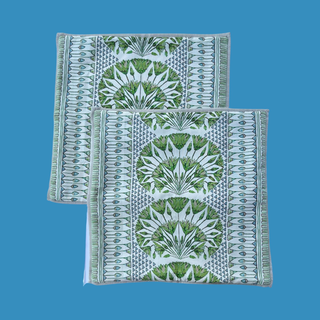 Green Tribal Pillow Cover (Pair)