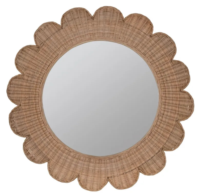 Scalloped Wicker Mirror